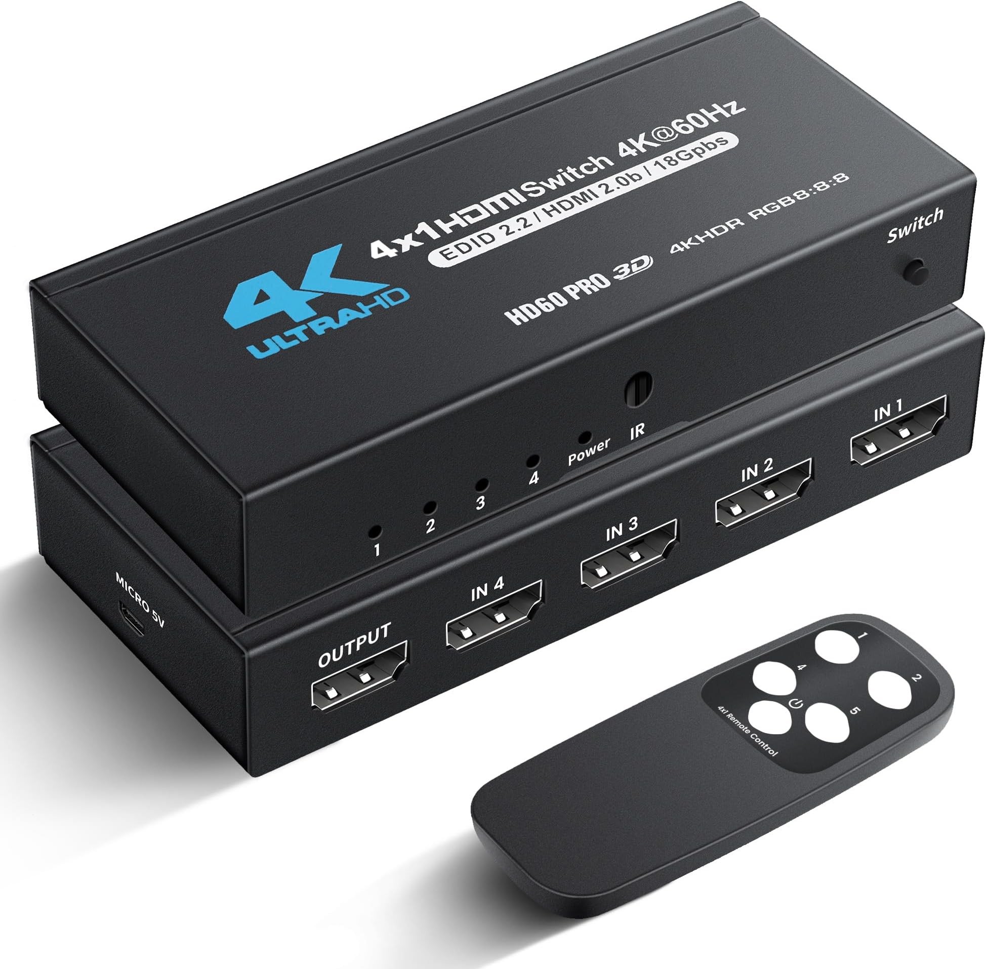 Altimium ALTIMIUM Switcher HDMI2.0 4x1, 4K×2K@60Hz 4:4:4, 3m, ARC, HDR,