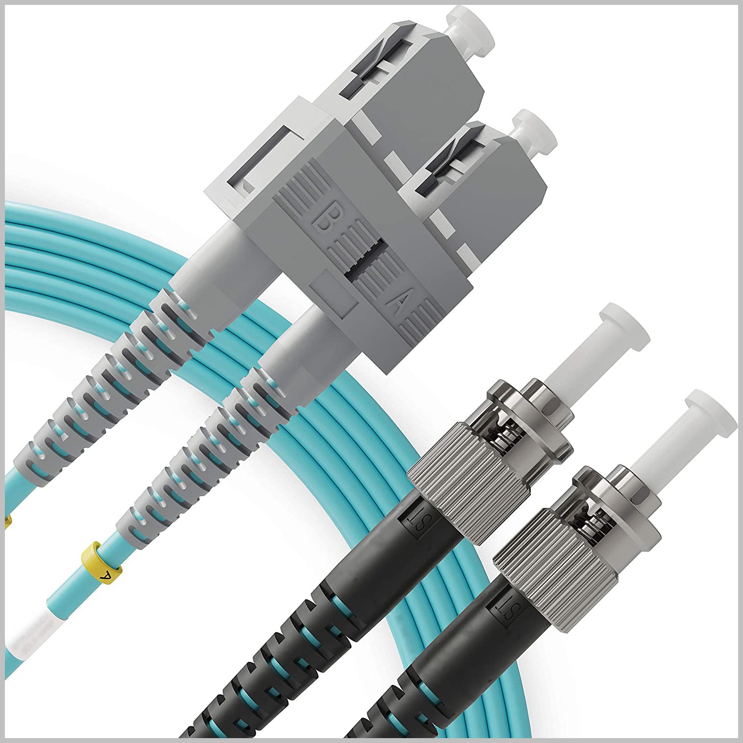ekivalan Jarretière zip 2,0mm OM3 50/125 SC-UPC/ST-UPC LSZH aqua 0,5m