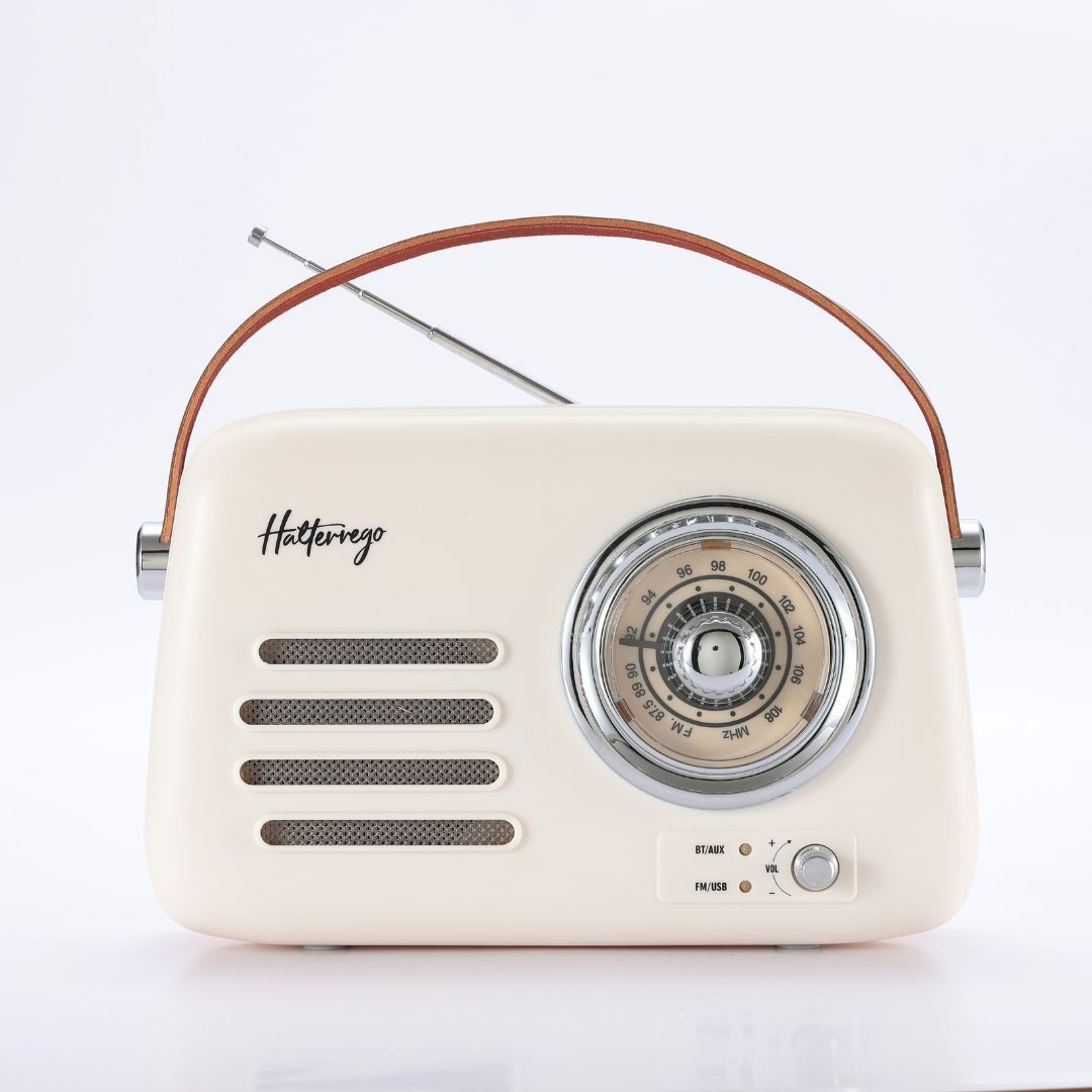 Halterrego Enceinte/Radio rétro , RMS 5W, Bluetooth, Radio FM, lecteur USB, Aux I