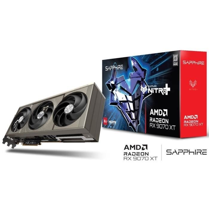 SAPPHIRE Carte Graphique  Radeon RX 9070 XT Nitro+ Gaming OC 16Go