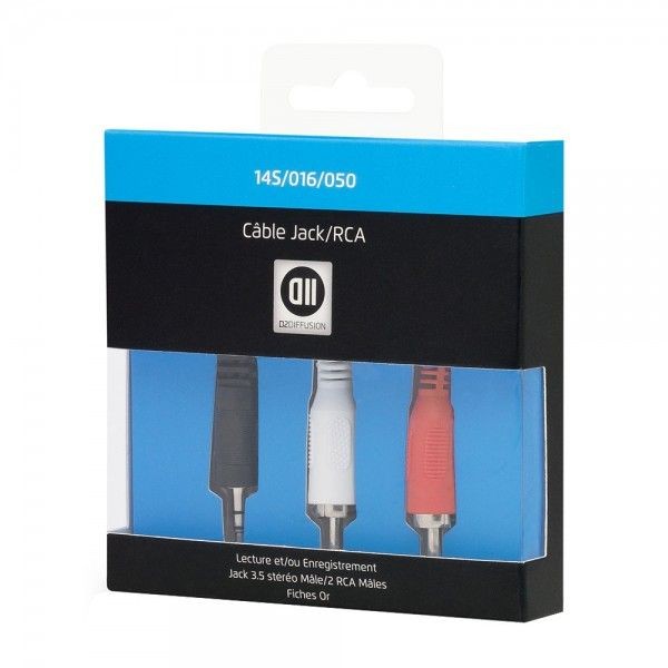 D2 Diffusion C ble Jack3,5mm m le/2RCA m le 50cm