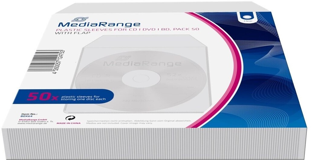 MediaRange Kuststofftaschen m. klebender Lasche, 50er-Pack