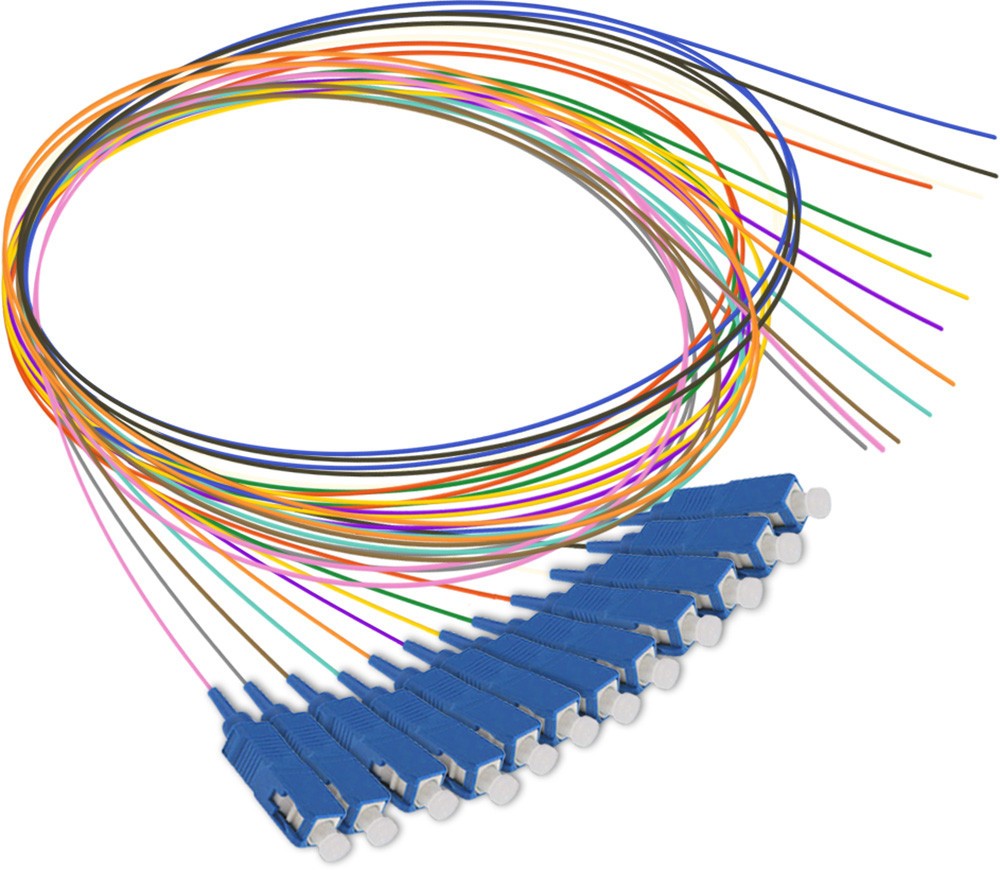 ekivalan Lot de pigtails OS2 G652D SC-UPC Low Loss 900µm 12 couleurs 2m