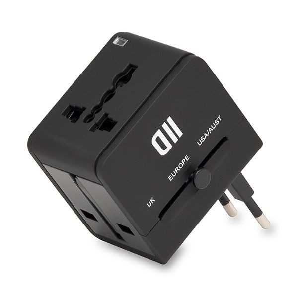 D2 Diffusion Adaptateur multi pays 2USB 2A noir