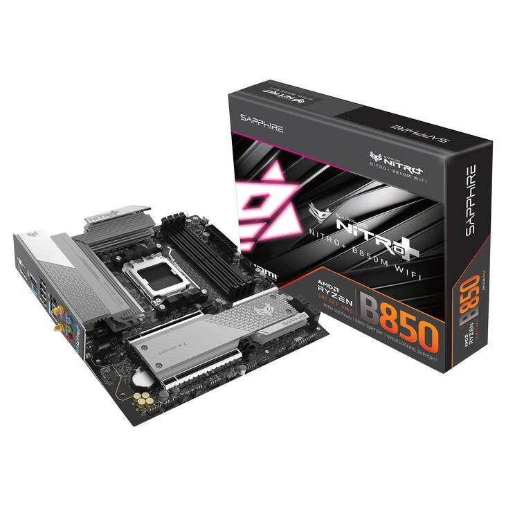 SAPPHIRE Sapphire Nitro+ B850M WiFi Mainboard, Sockel AM5, AMD B850, mATX, DDR5