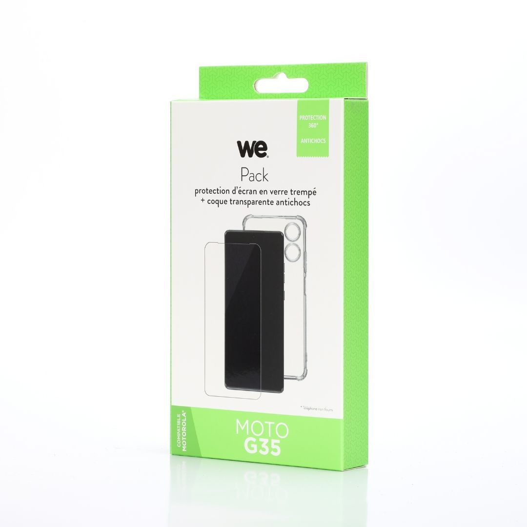 WE PACK verre trempé et coque de protection transparente MOTOROLA MOTO G35 5G