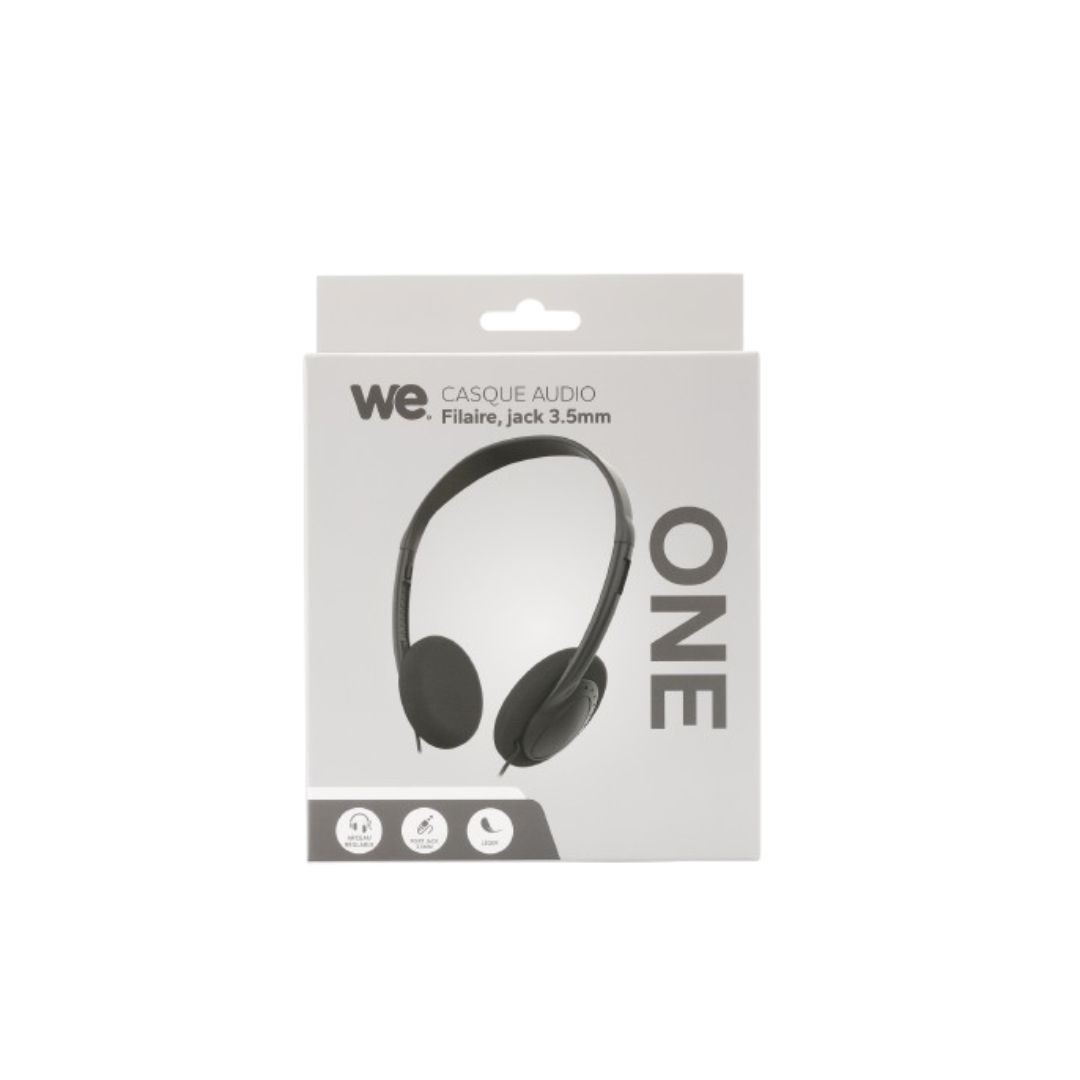 WE Casque filaire ONE, 1.2m, connecteur jack, noir