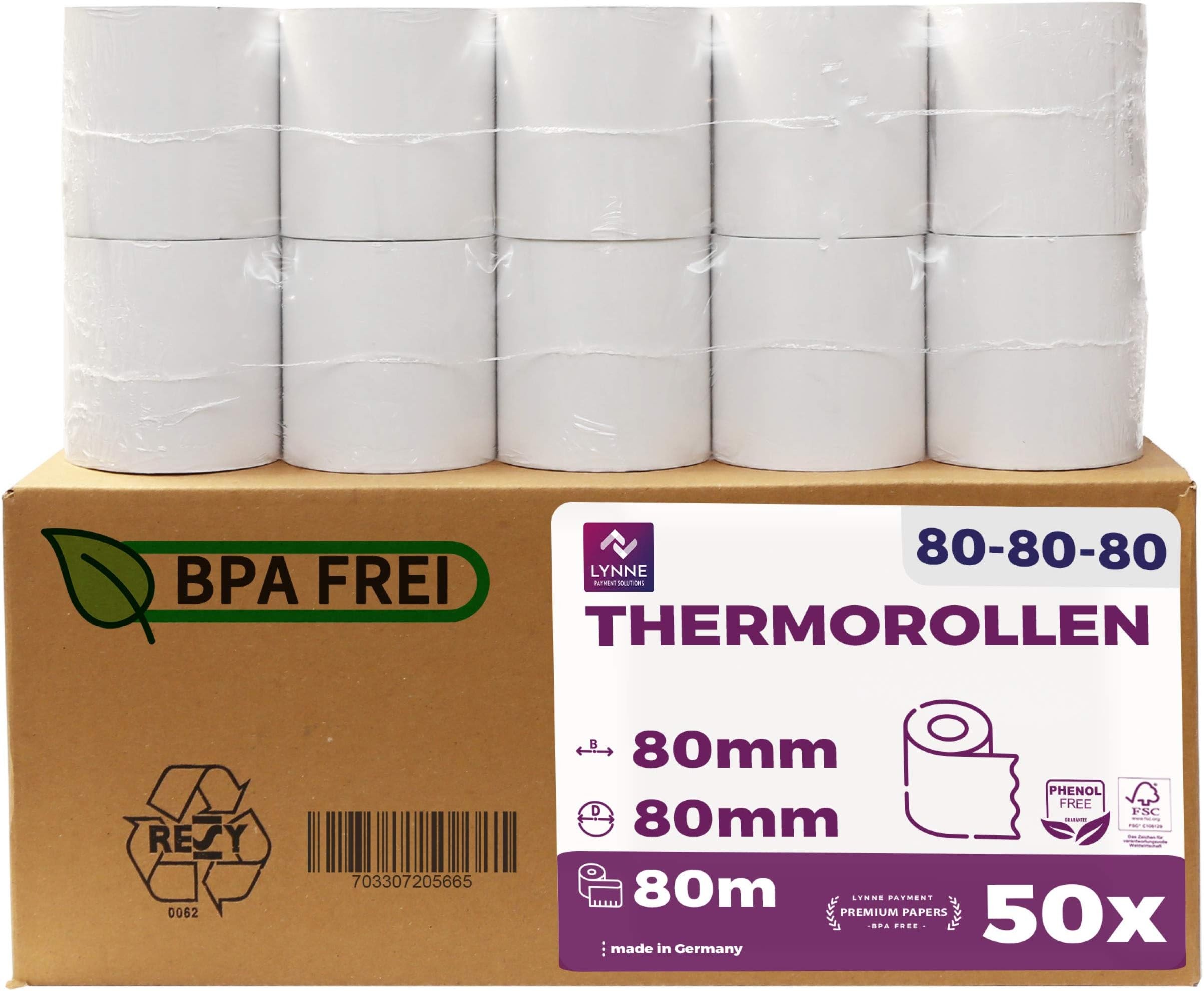 Olympia Thermo-Kassenrollen 80mm Breite/80m Länge KPR80 weiß