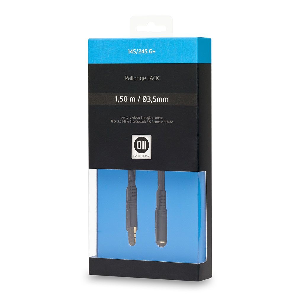 D2 Diffusion C ble Jack 3,5 mm m le/femelle1.50m Fiches Or