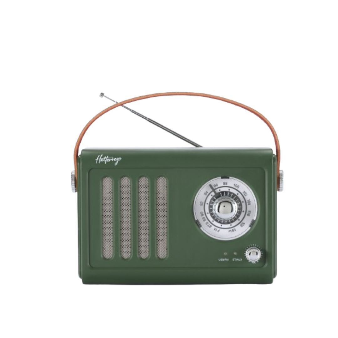 Halterrego Enceinte/Radio rétro style vintage, RMS 5W, Bluetooth, Radio FM, lect