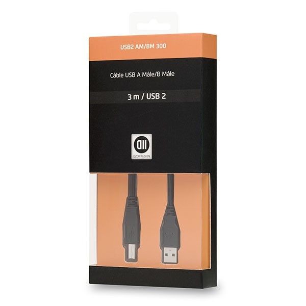 D2 Diffusion C ble USB2.0 A m le/B m le 3 m noir