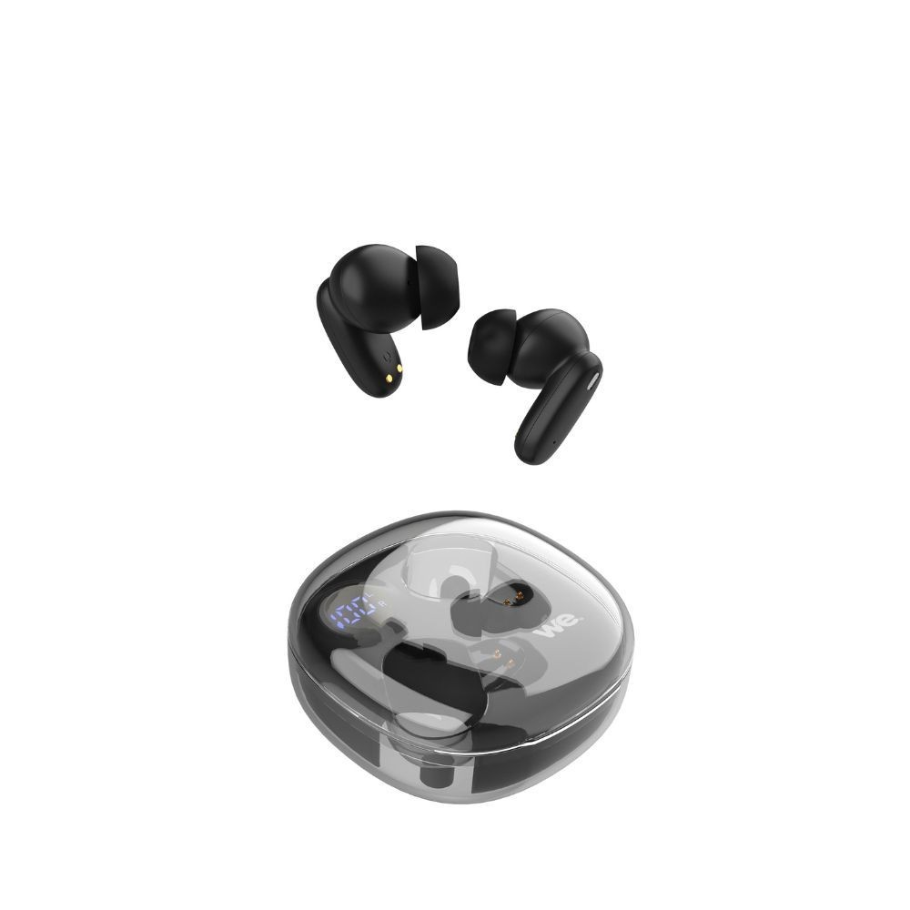 WE Ecouteurs CLAYRA sans-fil intra, coque transparente, indicateur de charge, ANC,