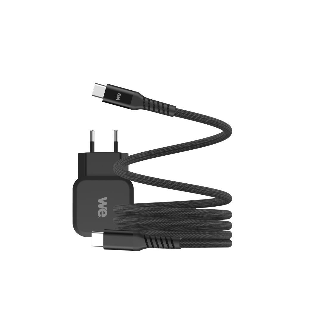 WE Bundle chargeur 1 port USB-C 20W + c ble USB-C/USB-C noir